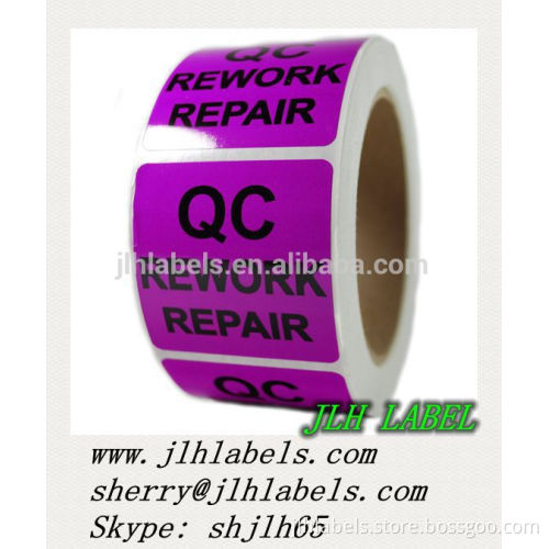 Glossy Yellow "QC HOLD" "QC REWORK REPAIR" Sticker Label,2"x2" ,500 labels/roll